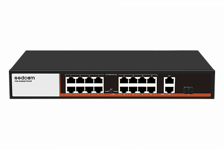 Купить Коммутатор POE-616P 16 портов 10/100 Мбит/сек RJ-45 с поддержкой Auto-MDIX, PОE, + 2 порта 100/1000M