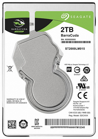 Купить Жесткий диск 2ТБ SEAGATE Barracuda ST2000LM015, HDD, SATA III, 2.5"