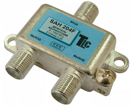 Шаблон ALT 
Купить Сплиттер(делитель) SAH 204F на 2 выхода, 5-1000 Мгц, 4 db. TLC
