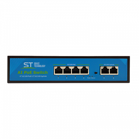 Купить Коммутатор ST-S140POE (2М/100W/А) PRO, Switch POE 4-х портовый для обеспечения проводных сетей напр
