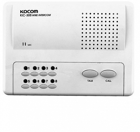 Купить Интерком KIC-308, станция на 8 абонентов, 2-х проводное соединение. Питание 6V от сети. Kocom